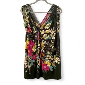 KOH KOH FLORAL SLEEVELESS V NECK BOHO MINI DRESS RESORT BEACHY  SIZE MEDIUM